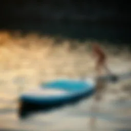 Folding stand up paddle board in action on calm water