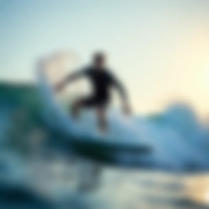 Surfer navigating cold ocean waves