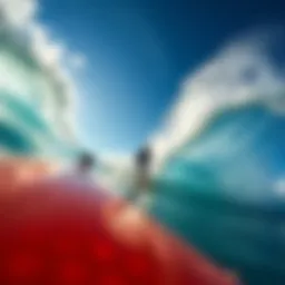 Surfboard catching the perfect wave