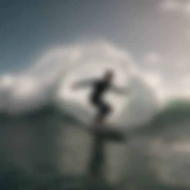 Surfdboarder navigating through wind-driven waves