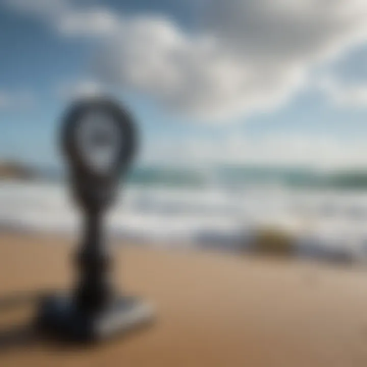 An anemometer measuring wind speed at a surf spot