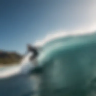 A surfer executing a powerful bottom turn