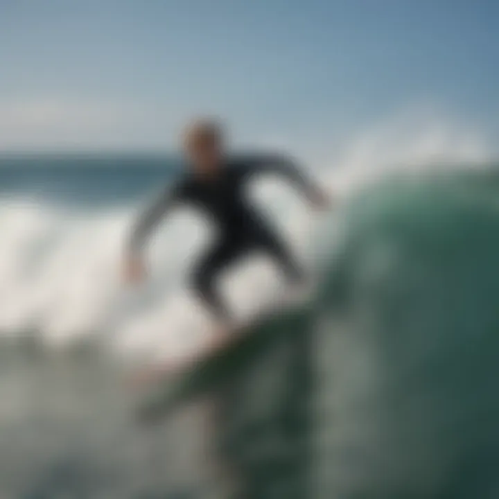 A surfer gracefully performing a cutback maneuver