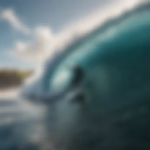 A surfer riding a massive wave