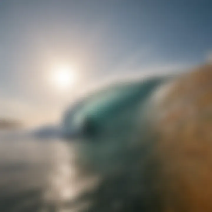 Barrel wave crashing on the shore