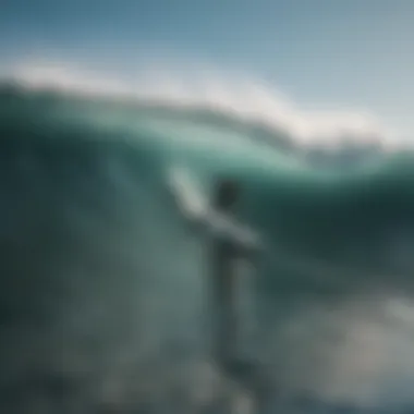 Surfer navigating through a series of challenging waves inland