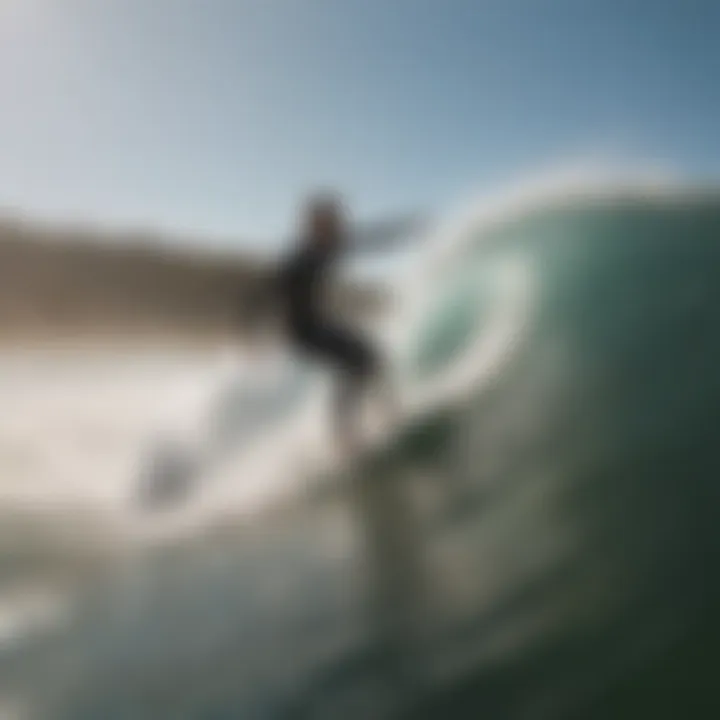 Surfer riding a powerful wave in an inland surf park