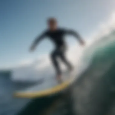 Rider catching a wave on a powered surfboard