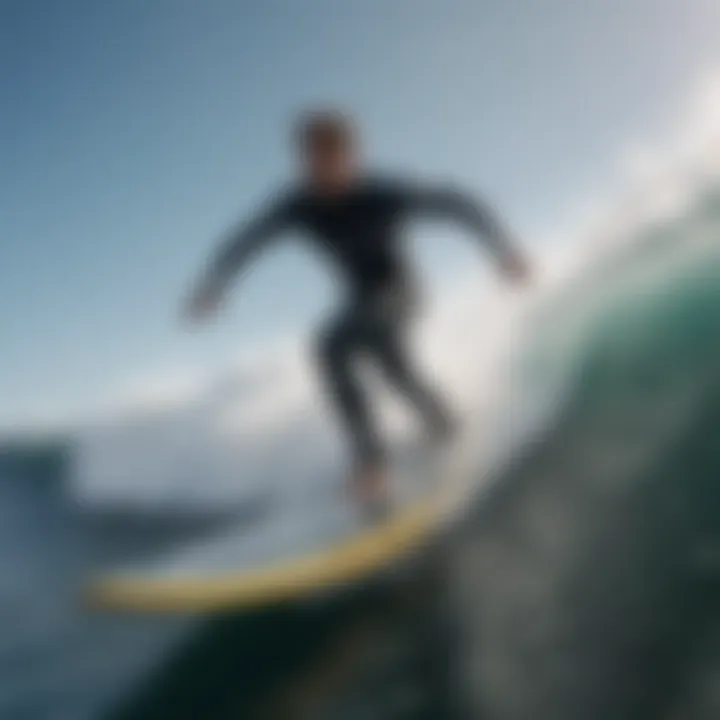 Rider catching a wave on a powered surfboard