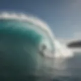 Surfer riding the crest of a powerful wave