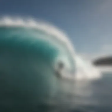 Surfer riding the crest of a powerful wave