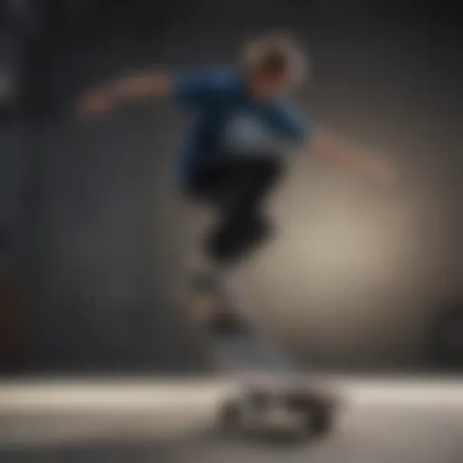 Skateboarder performing a kickflip trick