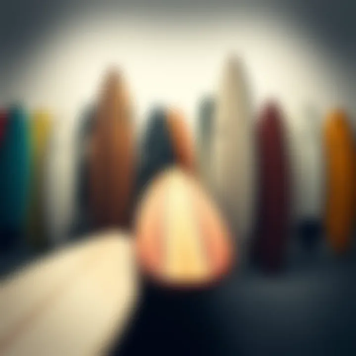 Collection of various soft top longboard surfboards