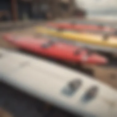 A comparison of various surfboard carriers displayed next to each other, illustrating diverse styles.