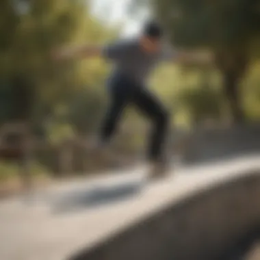 Expert Skateboarder Demonstrating Portable Grind Rail Usage Skateboarder Using Portable Grind Rail