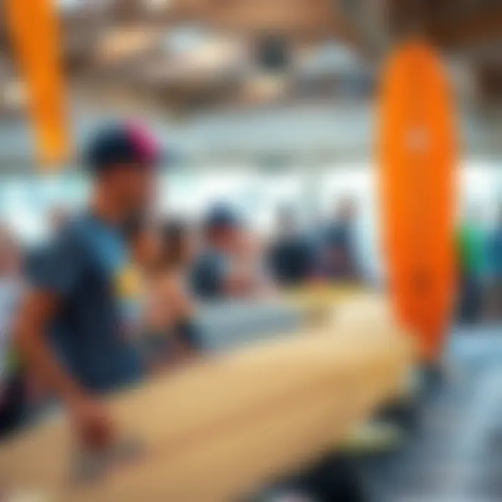 Cultural Tides: The Community Impact of Victoria Skim Boards A vibrant community gathering at a skimboarding event featuring Victoria skim boards