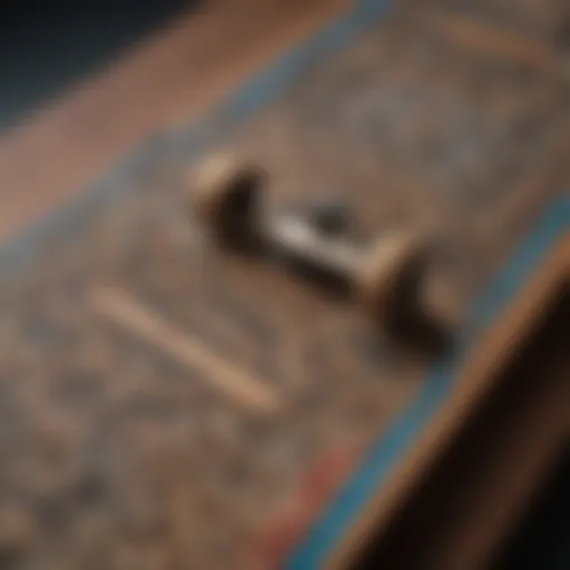 Close-up of a vintage G&S skateboard showcasing intricate artwork and design details