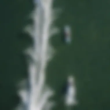 An aerial view of wakesurfers enjoying a day on the water in Los Angeles