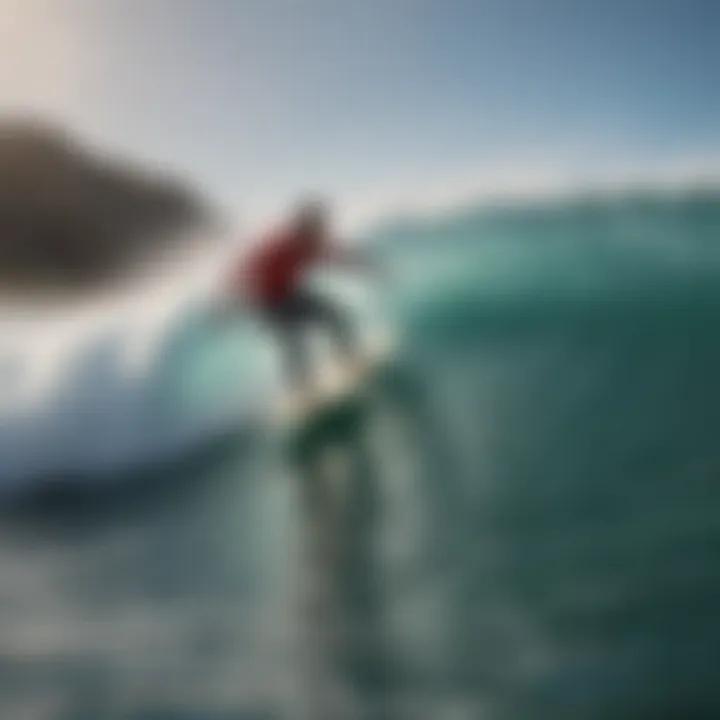 A surfer navigating the waves using the Wave Map app