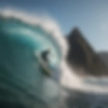 Surfer riding a Wavestorm peak wave